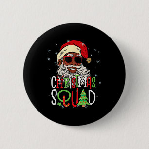 Santa Christmas Squad Black Men African American P Button