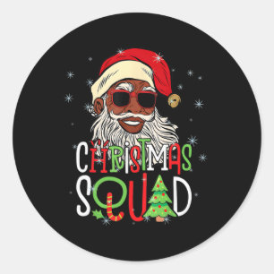 Santa Christmas Squad Black Men African American P Classic Round Sticker