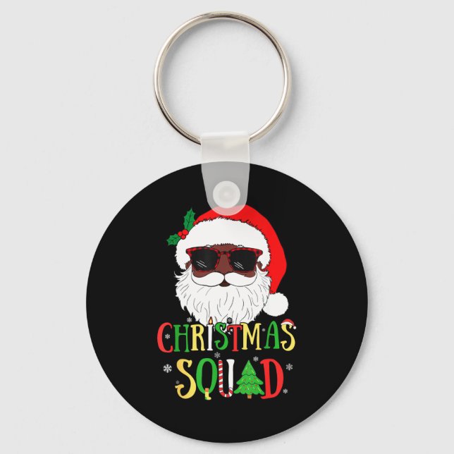 Santa Christmas Squad Black Men African American P Keychain (Front)