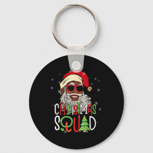 Santa Christmas Squad Black Men African American P Keychain