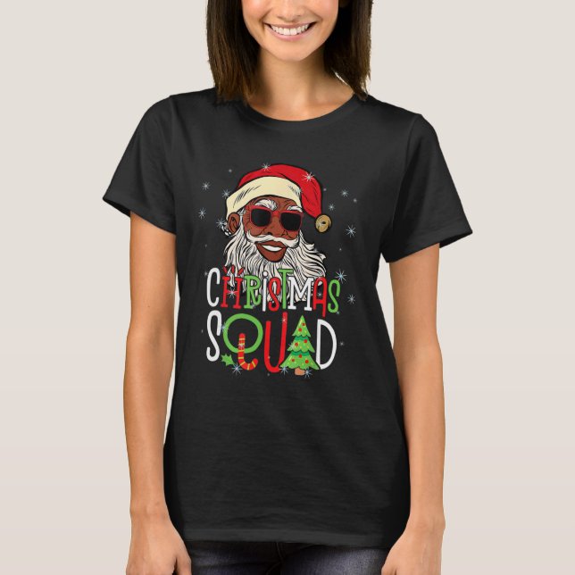 Santa Christmas Squad Black Men African American P T-Shirt (Front)