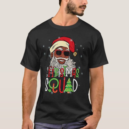 Santa Christmas Squad Santa Afro African American T_Shirt