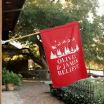 Santa Christmas traditional children believe House Flag<br><div class="desc">Santa children believe Christmas traditional modern red holiday outdoor sign.</div>