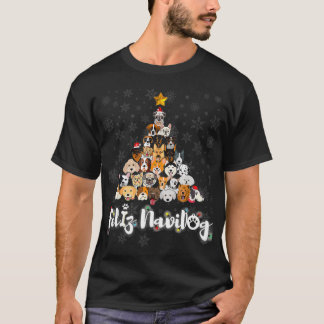 Santa Christmas Tree Dog Xmas Pet Dog Lover Feliz  T-Shirt