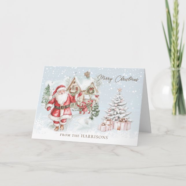 Santa Christmas Tree Greeting Card (Front)