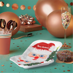 Santa Christmas Tree Paper Plates