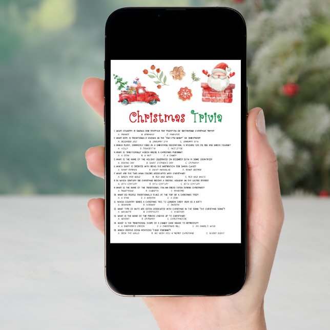 Santa Christmas Trivia Game Holiday Card (Front Digital)