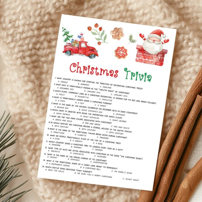 Santa Christmas Trivia Game Holiday Card (Santa Christmas Party Game)
