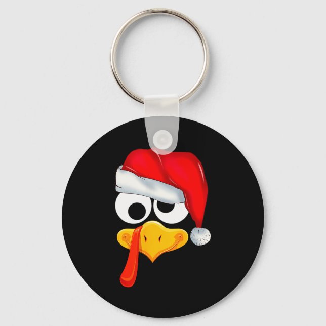Santa Christmas Turkey Face Funny Family Matching  Keychain (Front)