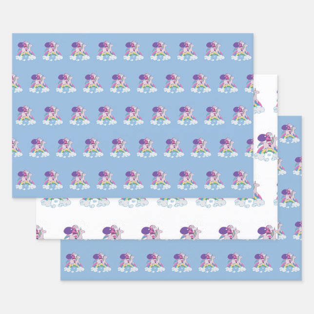 Santa Christmas Unicorn Wrapping Paper Sheets (Set)