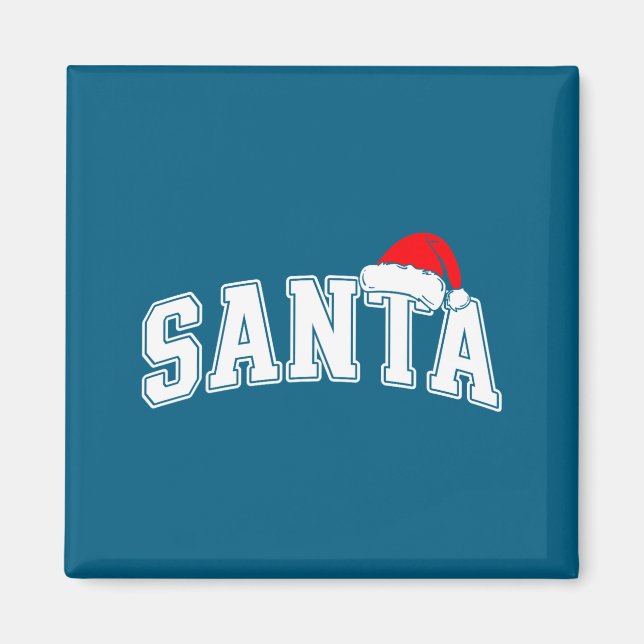 Santa Christmas Varsity Text With Hat Family Xmas  Magnet (Front)