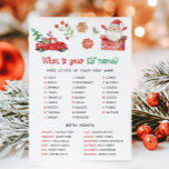 Santa Christmas What is your Elf Name Game Holiday Card<br><div class="desc">Discover your holiday alter ego with our What Is Your Elf Name Printable Game! A playful and funny activity to spark Christmas laughs.

76SE A</div>