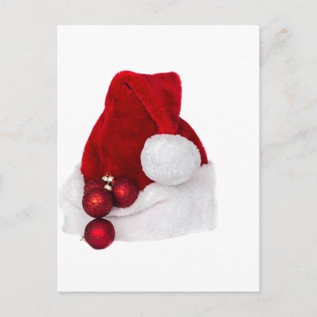 Santa Christmas Winter Hat Stocking Red Holiday Postcard (Front)