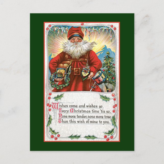 Santa Christmas Wishes Holiday Postcard (Front)