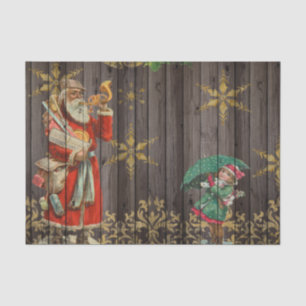Santa Christmas Wood Effect Decoupage Tissue Paper