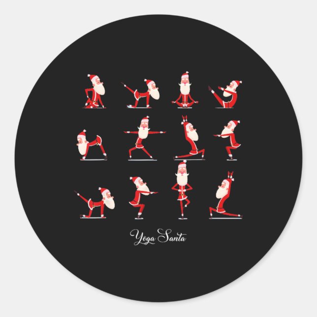 Santa Christmas Yoga Pose Santa Namaste Namasleigh Classic Round Sticker (Front)