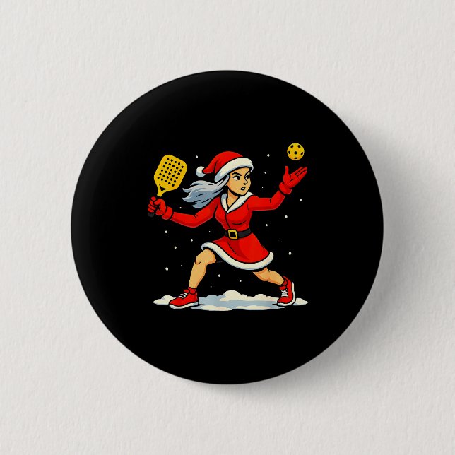 Santa Ckleball Player Christmas Snow Xmas Pajamas  Button (Front)