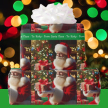 Santa Claus Add Boy Girl's Name Christmas Green