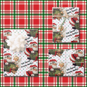 Santa Claus Add Child's Name 3 Cute Wrapping Paper Sheets