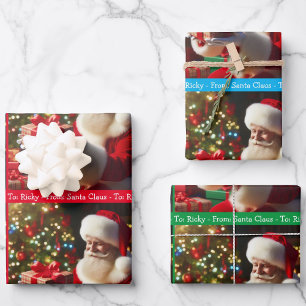 Santa Claus Add Child's Name Christmas 3 Wrapping Paper Sheets