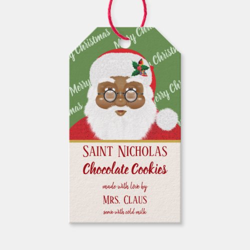 Santa Claus African American Christmas Cookie Gift Gift Tags