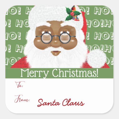 Santa Claus African American Christmas Gift Square Sticker