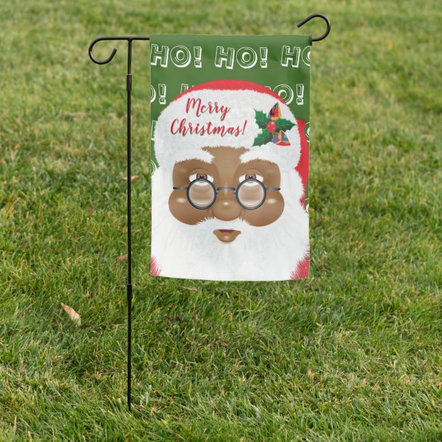 Santa Claus African American Garden Flag (In SItu)