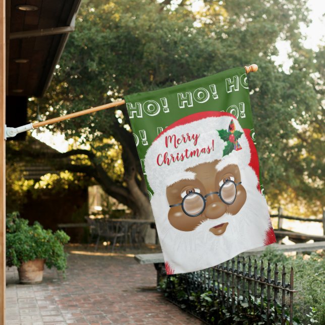 Santa Claus African American House Flag (In SItu)