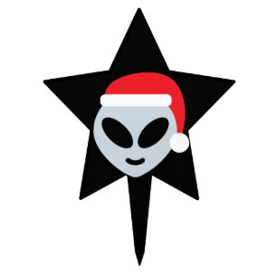 santa claus alien emoji cake topper