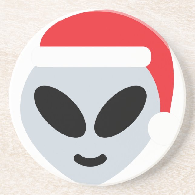 santa claus alien emoji drink coaster (Front)