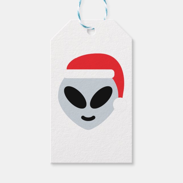 santa claus alien emoji gift tags (Front)
