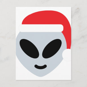 santa claus alien emoji holiday postcard