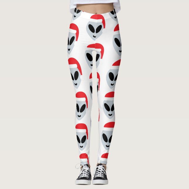 santa claus alien emoji leggings (Front)