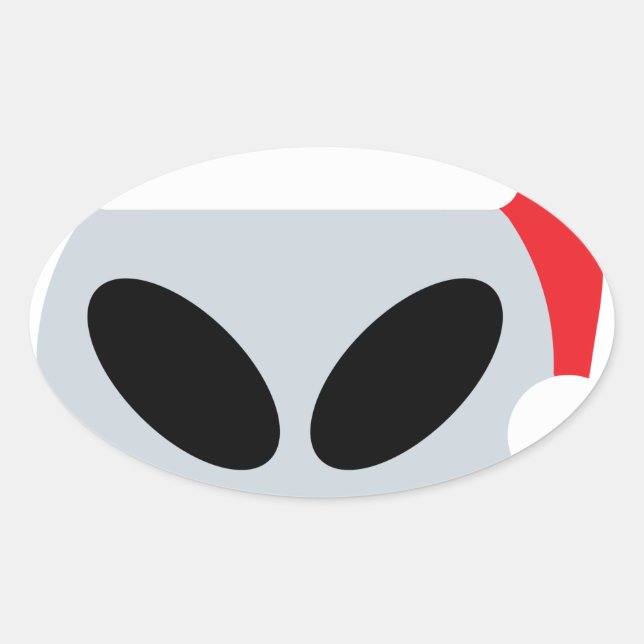 santa claus alien emoji oval sticker (Front)