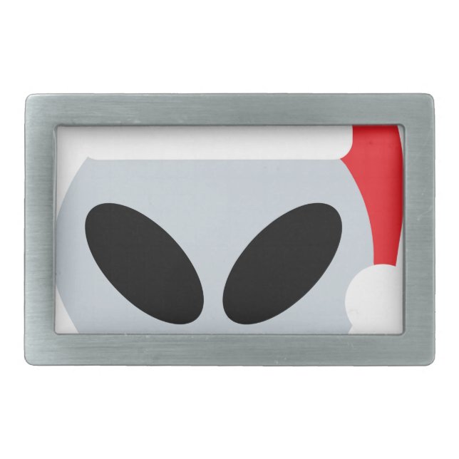 santa claus alien emoji rectangular belt buckle (Front)