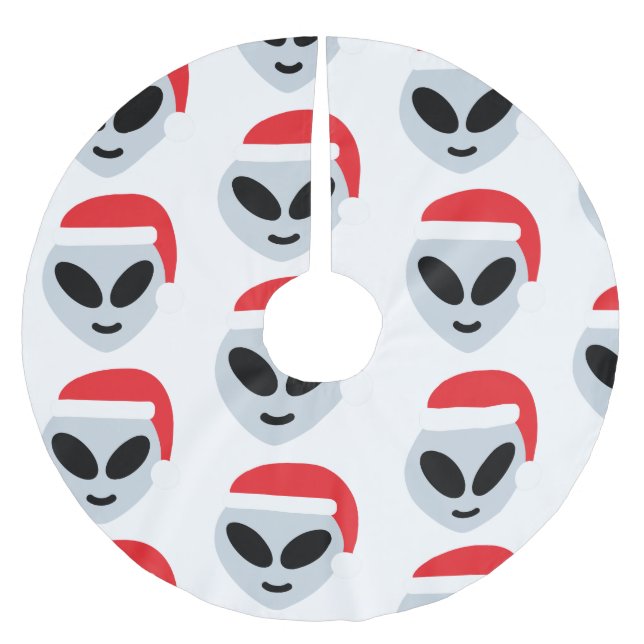 santa claus alien emoji tree skirt (Front)
