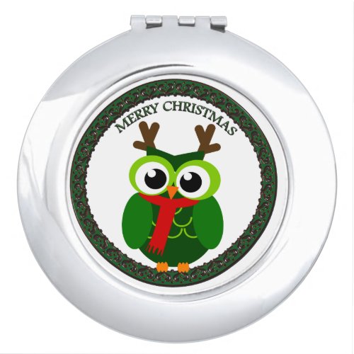 Santa Claus all green Christmas owl Makeup Mirror