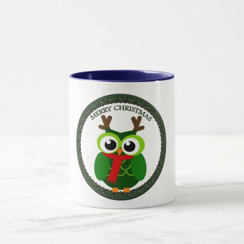 Santa Claus all green Christmas owl Mug