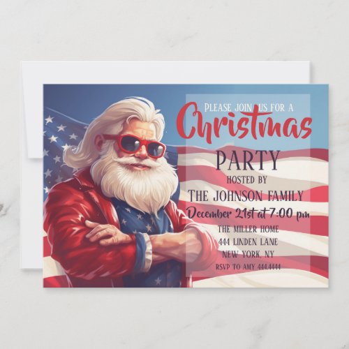 Santa Claus American Flag Invitation