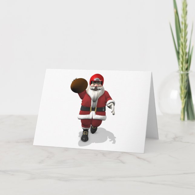 Santa Claus American Football Player Holiday Card (Front)