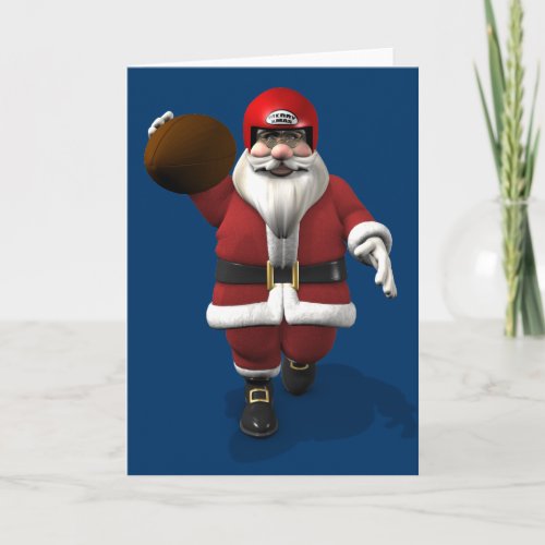 Santa Claus American Football Player Holiday Card