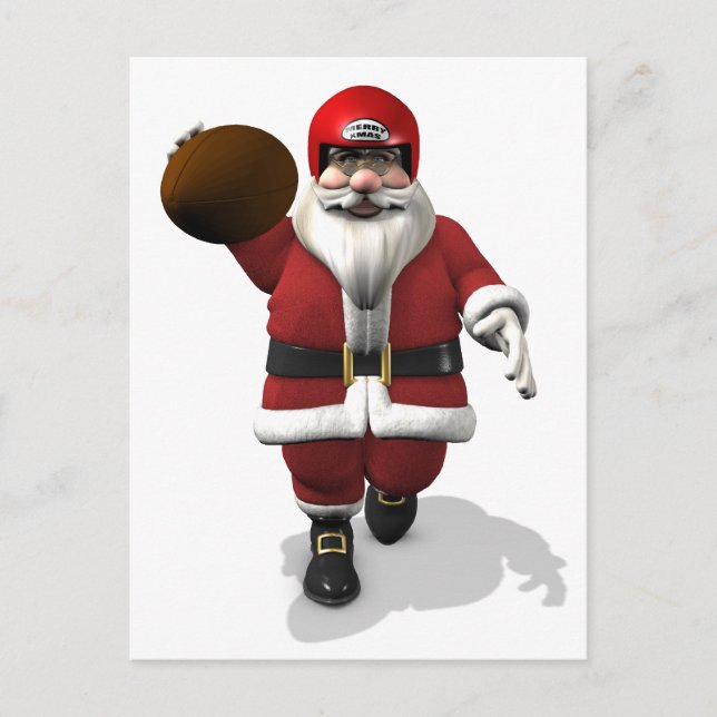 Santa Claus American Football Player Holiday Postcard (Front)