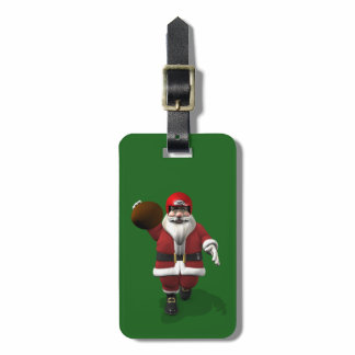 Santa Claus American Football Player Luggage Tag