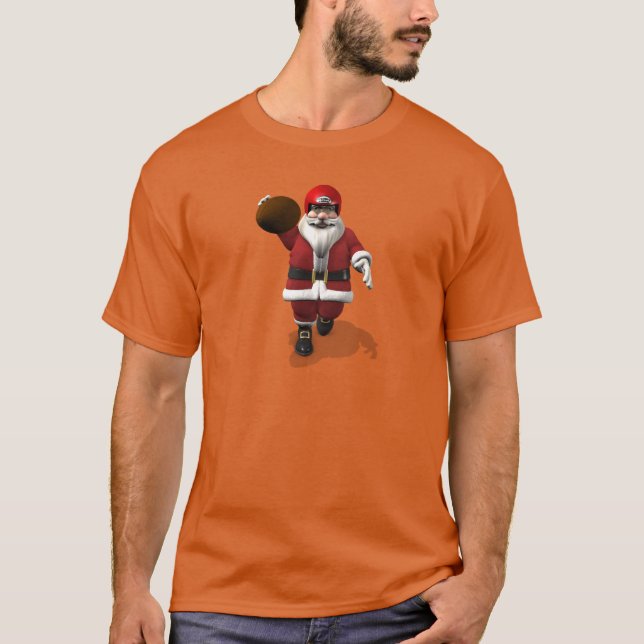 Santa Claus American Football Player T-Shirt (Front)
