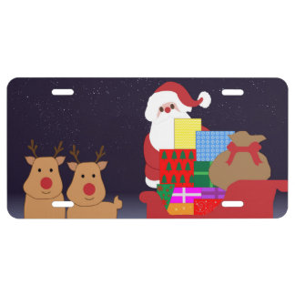 Christmas Santa Sleigh License Plates | Zazzle