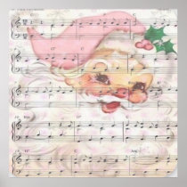 Santa Claus and a Layer of Vintage Sheet Music
