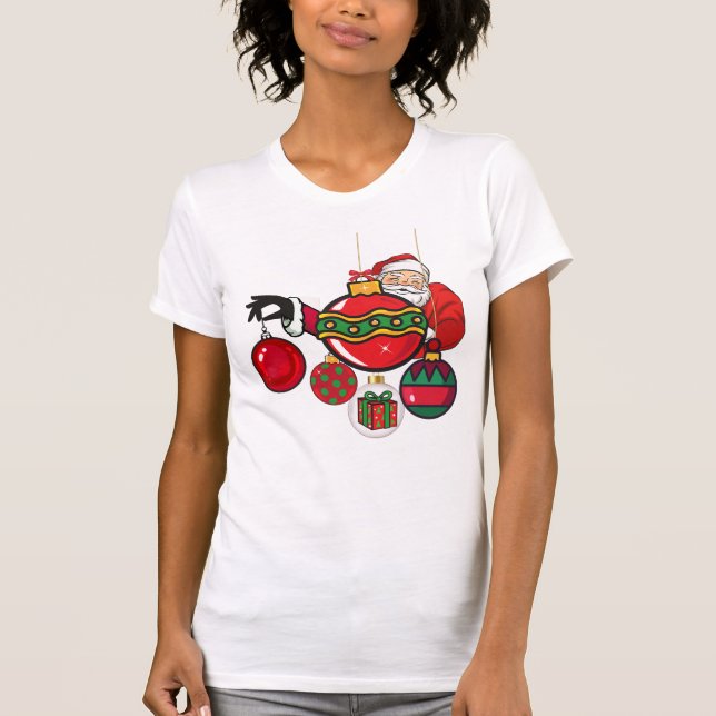 Santa Claus And beautiful ornaments, Christmas  T-Shirt (Front)