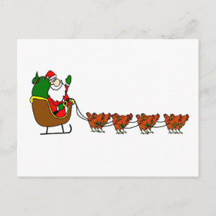 Santa Claus and chicken Reindeer Holiday Postcard