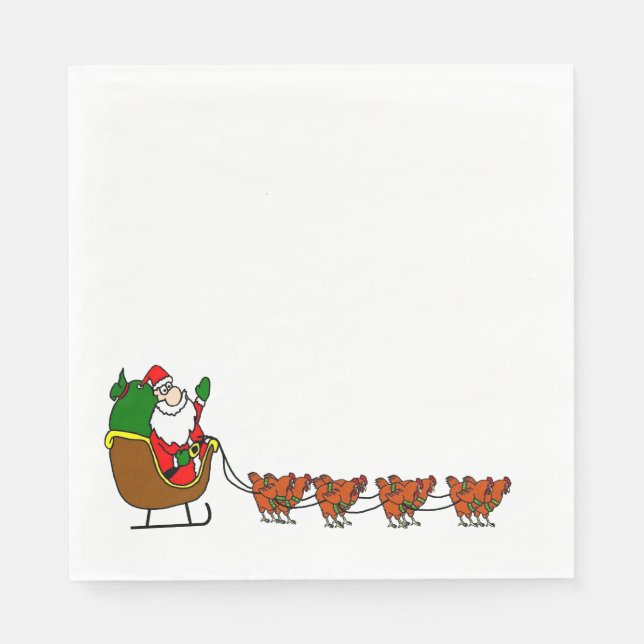 Santa Claus And Chickens Napkin (Front)