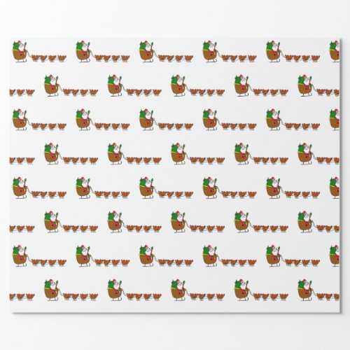 Santa Claus And Chickens Wrapping Paper